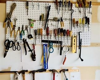 Wall of Tools - Multiple Hammers, Screw Drivers
