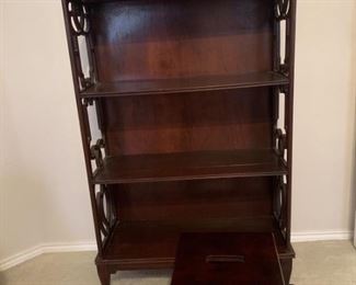 Traditional Cherry 4-Shelf Bookcase & Footstool