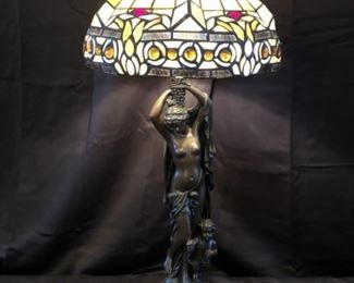 Resin Goddess and Stained Glass Lamp