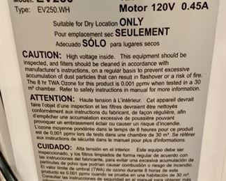 Delonghi Evaporative Room Cooler w/ Ionizer.  Portable, white, Model EV250 $145