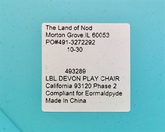 Land of Nod Aqua wood Painted Childs Chair $20