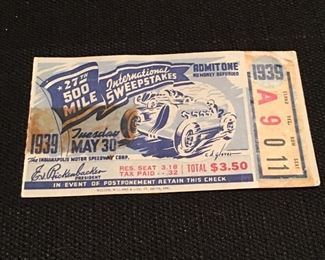 1939 INDY 500 TICKET STUBS