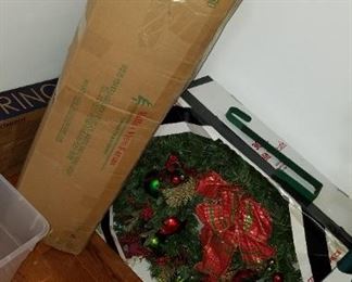 ceramic nativity scene and lots Christmas decorations & supplies