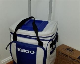 Igloo soft sided cooler, beach bag (contains towels, ice packs...) on wheels with pull handle