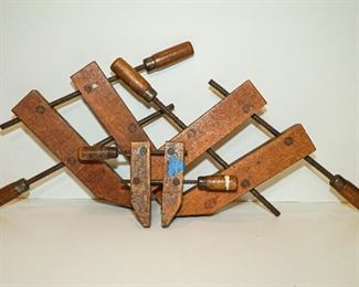antique wood clamps set of three