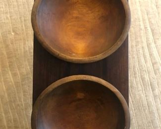 PAIR of Fabulous wooden Vintage bowls approx 12 inches 
