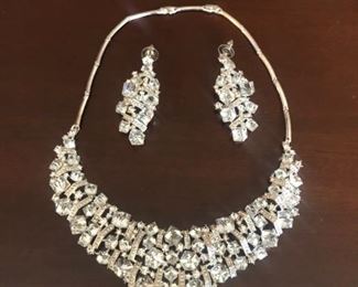 set of crystal necklace and earrings