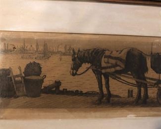 engraving horse and cart 