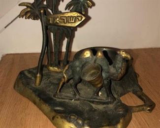 brass Israeli ashtray camel and palm tree