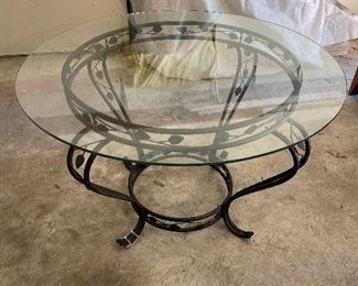 Black Metal And Glass Top Table