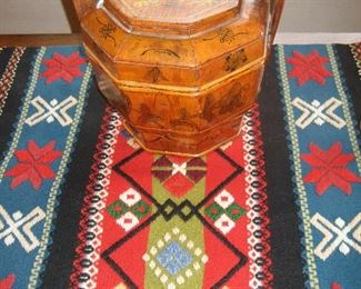 Swedish hand woven textiles with Chinese lidded box