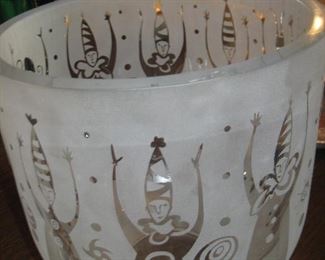 Large, etched, glass vase by Drumm Studios