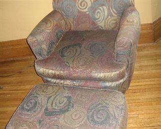 Upholstered chair and ottoman
