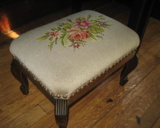 Small needlepoint footstool