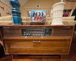 Mid century wood radio cabinet