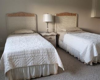 Wicker twin beds and mattresses