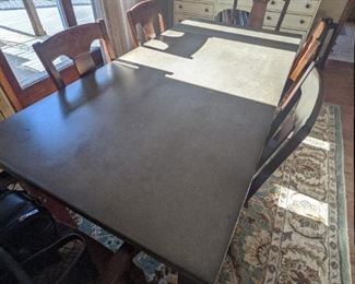 ITEM # 2 - Custom Concrete Top dining table and 6 Chairs.   Dimensions 6ft x 3ft 30inch tall
2 arm chairs 4 dining chairs. Asking Price $950