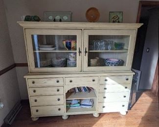ITEM # 11 Broyhill Attic Heirlooms 2 Piece Lighted Hutch. Dimensions: 70" L x 64" H x 17" W. Asking Price $850