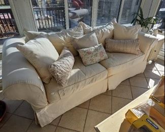 ITEM # 14 - Cream Colored Couch. Dimensions: 84" L x 37" W x 27" H. Asking Price $100