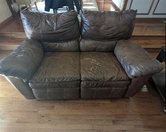 ITEM # 19 Matching Leather Love seat with recliners. Dimensions: 35'" L x 34" W. Asking Price $100