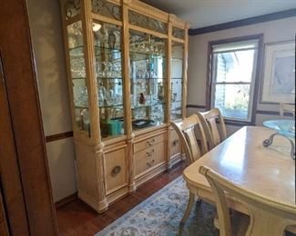 ITEM # 29 - Bernhardt Mediterranean Style Lighted Breakfront Cabinet. Dimensions: 89.75" H x 74.13" W x 18.25" W. Asking Price $800