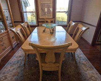 ITEM # 30 Bernhardt Tuscan Traditional Double Pedestal Dining Room Table and Chairs. Asking Price $1000