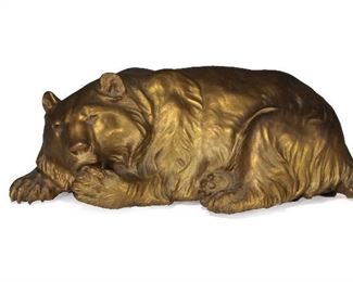 Japanese Gilt Bronze Recumbent Bear