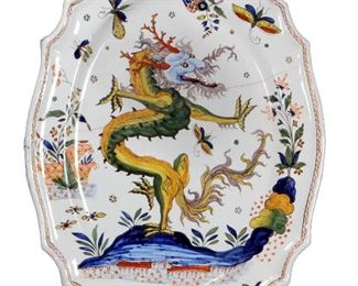 Quimper Porcelain Dragon Platter