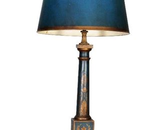 French 20th C. Green Toleware Table Lamp