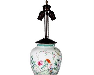 Chinese  Famille Rose Porcelain Vase as a Lamp