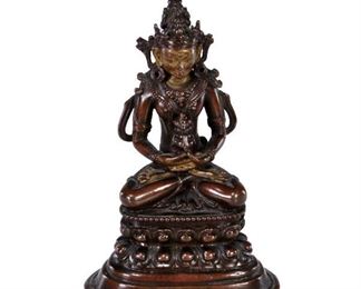 Tibetan 18th C. Pala Revival  Bronze Seated Amitayus 