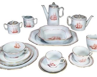Spode China Trade Winds Red Serving Set