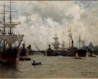 Norman Wilkinson (British, 1878 - 1971) Oil on Canvas, 