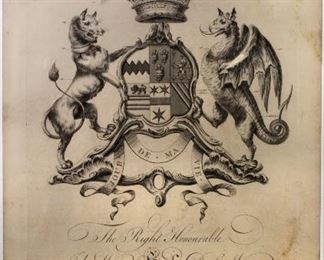 Earl de la Warr / Viscount Cantalupe Heraldry Engraving