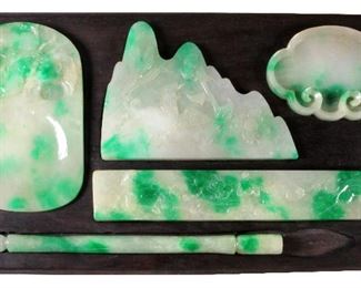 Chinese 20th C. Jadeite Painters Box