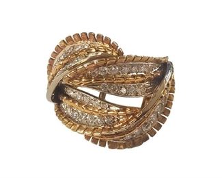 18K Yellow Gold & Diamond Cocktail Ring