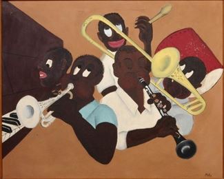  Mid Century Jazz Band Oil on Board