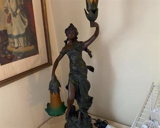 A. Moreau bronze lamp