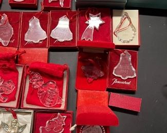 Vintage Baccarat Crystal Christmas Ornaments, Sterling Silver Bell Ornament, Crystal Nativity Scene