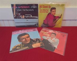 Elvis Roy Orbison Frankie Avalon And Ray Peterson Vintage Seven Inch Records