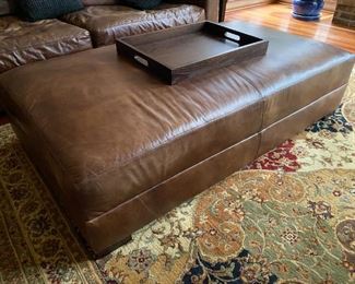 Leather Ottoman  by Restoration Hardware                     Measures: 66 1/2" x 38" x 18"