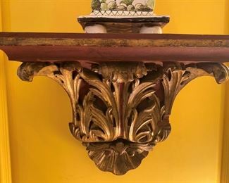 These sconces are HEAVY antique Venetian sconces - carved wood, gilded and topped with marble (marble has been removed for staging because of weight)