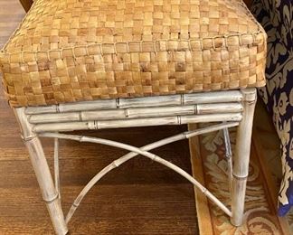 Bamboo stools with woven rattan cushions