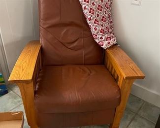 Brown leather Morris chair