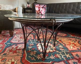 Round Woven Reed and Cast Iron Glass Brazilian Coffee Table BUY NOW https://www.estatesales.net/marketplace/items/611324