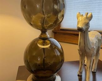 Vintage Smoke Grey Art Glass Table Lamp (2 available)