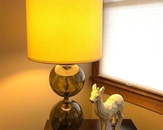 Vintage Smoke Grey Art Glass Table Lamp (2 available)