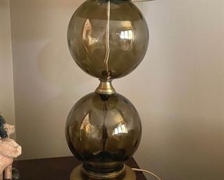 Vintage Smoke Grey Art Glass Table Lamp (2 available)