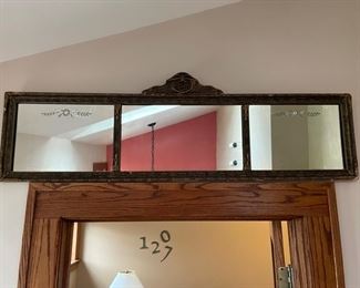 Antique etched 3 panel mirror