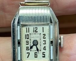 14k white gold Waltham Wadsworth circa 1929-15 jewel. Running, but could use a good cleaning.